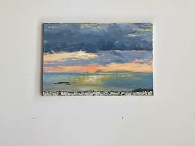 Original Seascape Oil Painting — Coastal Sunset, Size 55x45 cm