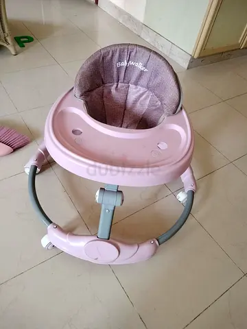 Light Pink Baby Walker with Tray and Padded Seat - Good Condition