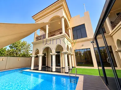 5BR Customized Villa with Private Pool & Majlis | Park Facing | Walking Distance to Spinneys, Mosque & Children’s Play Area