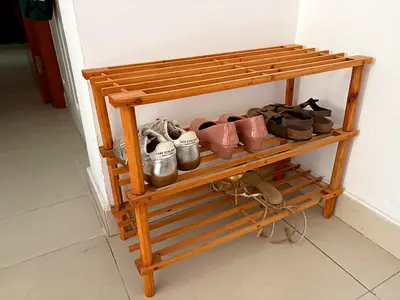 3-Tier Wooden Slatted Shoe Rack