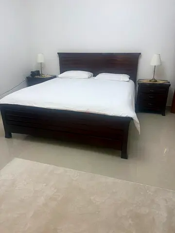 Wooden King Size Bed with Two Matching Side Tables