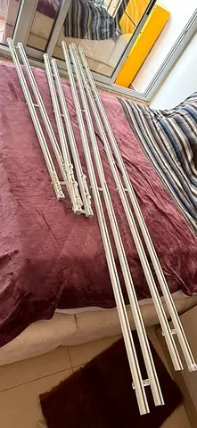 Full-length beige curtains with concealed track - gently used