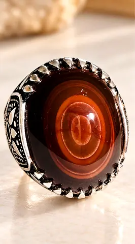 Yemeni Sulemani Aqeeq Silver Ring