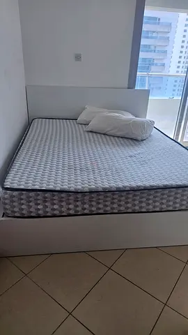 Modern White Bed Frame with storage and sleepwell ortho pro Mattress - Queen size