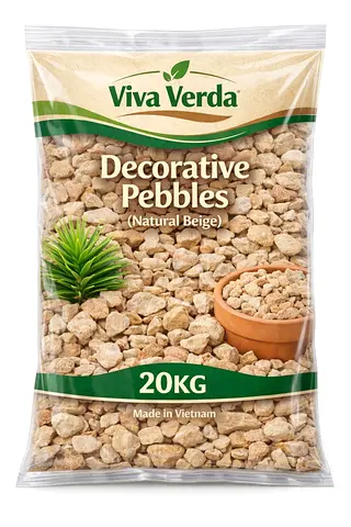 Viva Verda Decorative Pebbles | Natural Beige | 20KG Bag | Landscaping, Garden & Aquarium Stones | M