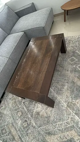 Solid Wood Rectangular Coffee Table - Dark Brown, Sturdy