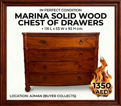 Marina solid wood chest of drawers