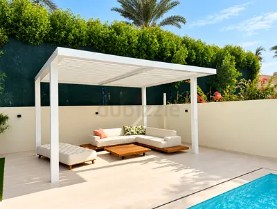 Modern White Outdoor Pergola with Louvered Roof — Perfect Patio Shade