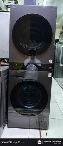 LG Stacked Front-Load 12kg Washer and 10kg Dryer Set - Dark Silver