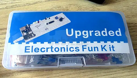 Electronics fun kit: breadboard, power module, jumper wires, components