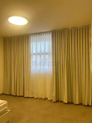 Full-length Gray Curtains with Sheer Liner - Good Condition