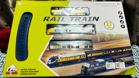 Battery Operated Rail Train Set - 27 Pieces, Working Headlight