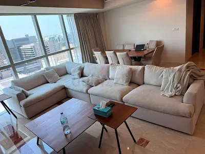 Pan Emirates Feather 🪶 filled sofa Beige color