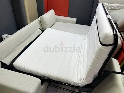 Cream Fabric Pull Out Sofa Bed