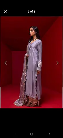 Ethnic luxury boutique collection Elegant embroidered grey luxury silk embroidered dress 👗3 piece l