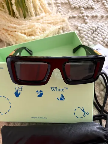 Off - White = Dark rectangular fashion sunglasses with hard case - Barely used