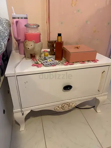 2 White bedside nightstand with drawer - good condition