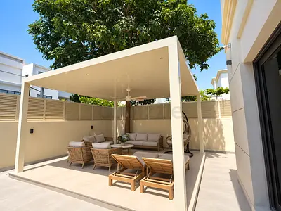 Outdoor pergola.. modern shaded lounge area