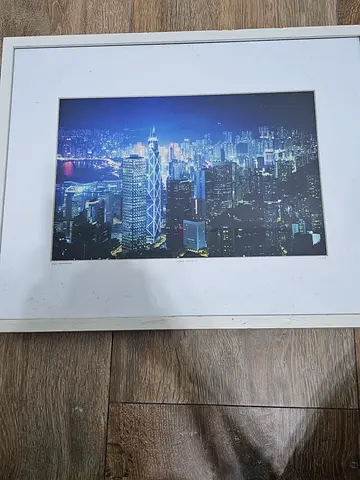 Framed cityscape photo-Hong kong night skyline-modern wall art