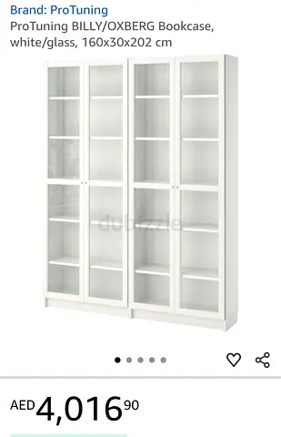 IKEA BILLY/OBXBERG Glass Door Bookcase - White, 160x30x237 cm