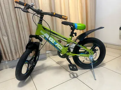 Kids 16" Green Mod-Fox Bicycle with Mudguards, Shock absorber and Kickstand