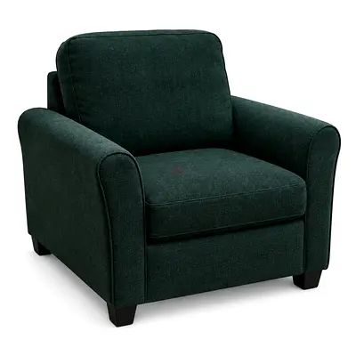 Dark Green Fabric Armchair - Comfortable Single Seater