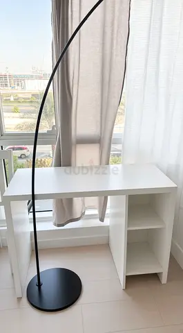 IKEA white desk with open shelving - good condition