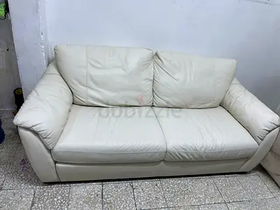 Comfortable 2 Seater White Faux Leather Sofa