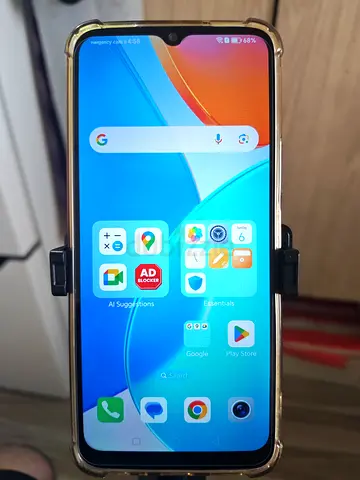 Used Android smartphone in clear bumper case - good working condition