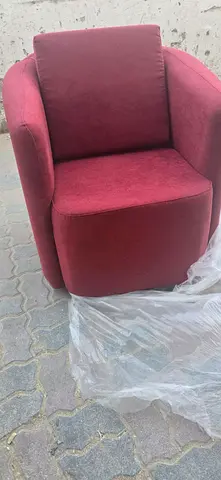 Single Red Fabric Armchair - Good Condition