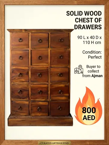 Solid wood chest of drawers