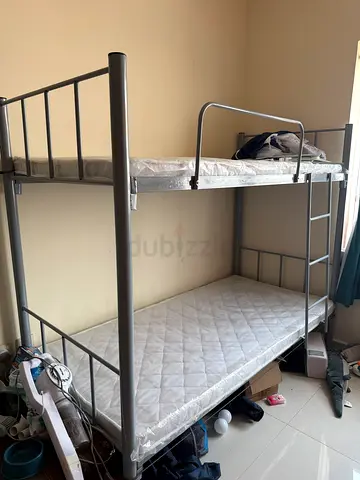 Metal Bunk Bed Frame with Mattresses - Good Condition