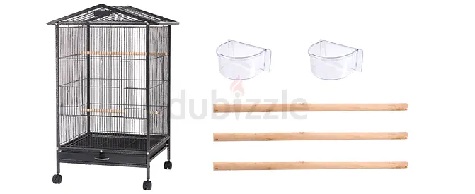 Large Bird Cage with Wheels and Accessories
