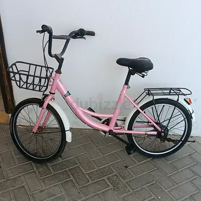 Pink Children's Bicycle with Front Basket and Rear Rack