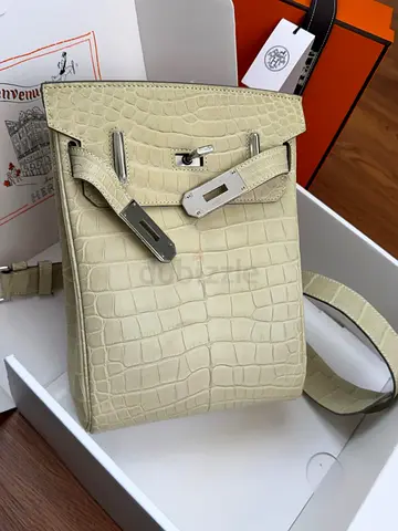 Off white crocodile leather backpack