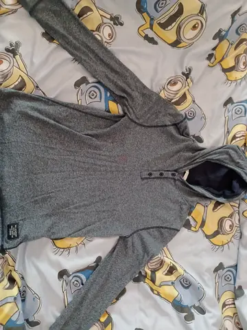 Grey/Navy long-sleeve hoodie, men's medium - light wear