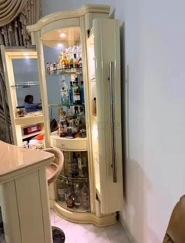 Modern Curved Glass Bar Cabinet / Bar Counter Unit