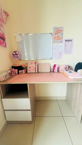 Light Wood Study Desk with Two Drawers - Good Condition
