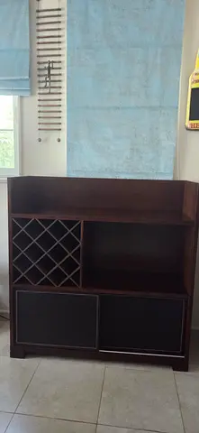 Dark Wood Wine Rack and Storage Cabinets