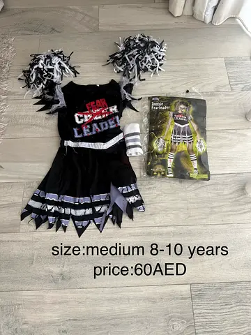 Girls' Zombie Cheerleader Costume - Size Medium (8-10 yrs)