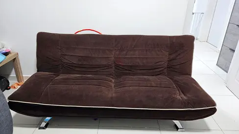 Brown convertible futon sofa bed - good condition