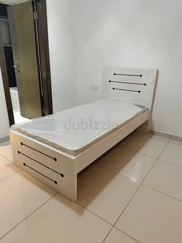 Single Bed Frame with Mattress - White, Good Condition