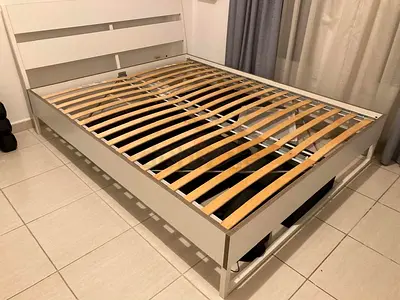It must go this weekend - IKEA White Bed Frame + 2 Matching Bedside Tables – Excellent Condition