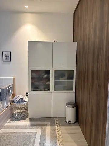 White IKEA storage cabinet with glass doors — good condition 4 pieces