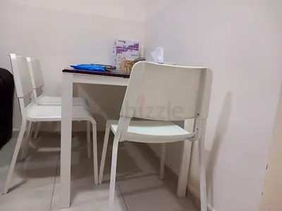 Table with four chairs set— simple, used set Fully White colour