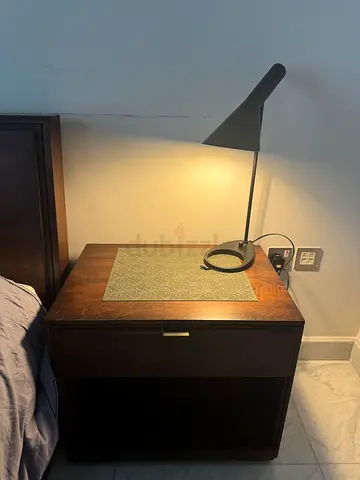 Solid Wood Nightstand / Bedside Table with Drawer - Dark Finish