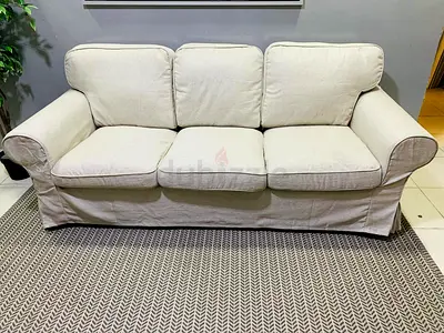 Beige 3-Seater Sofa with Removable Covers - Good Condition