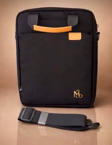 Slim black laptop backpack / shoulder bag with detachable strap