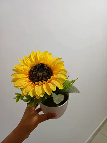 Small Artificial Sunflower in White Pot - Decorative Table Plant