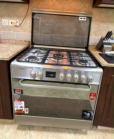 Stainless Steel 5-Burner Gas Range with Oven - Good Condition